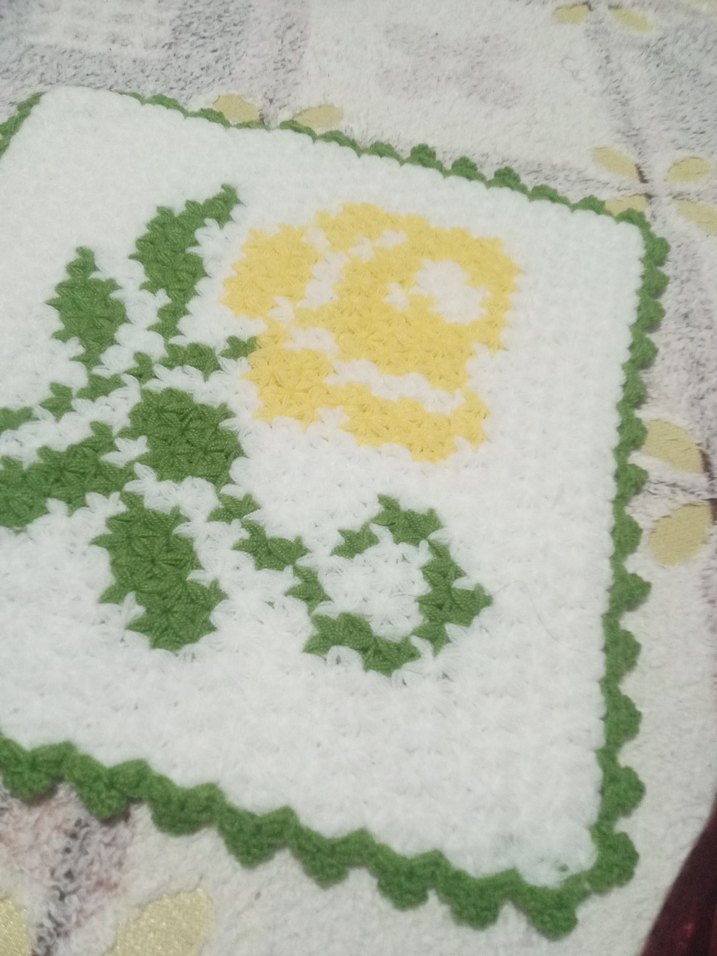 Beyaz Çiçek Desenli El Örgüsü Banyo Süngeri - Görsel 2