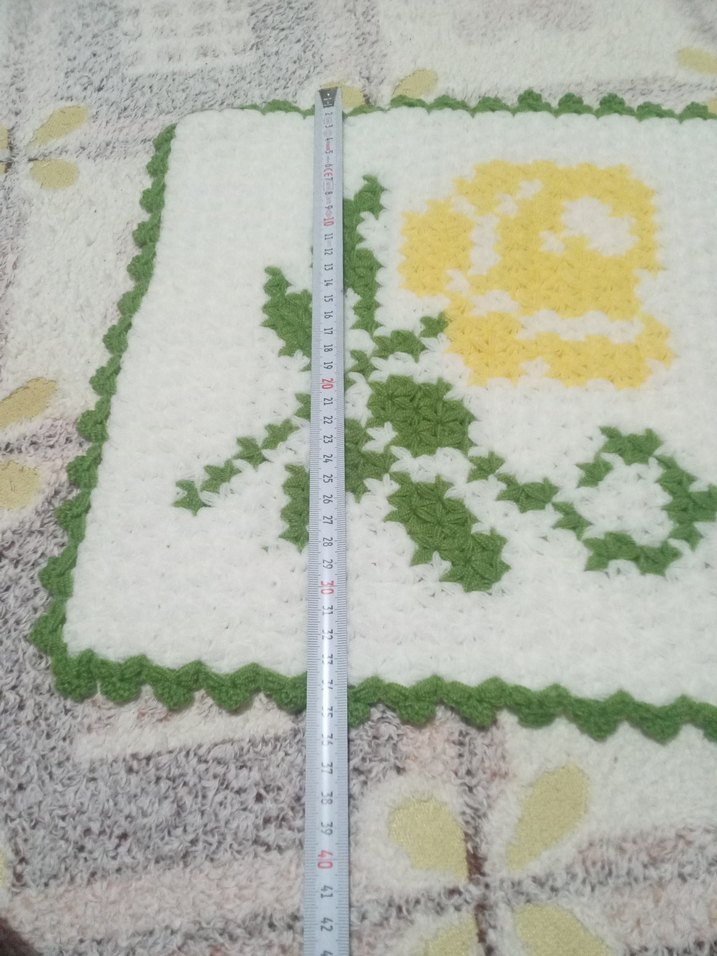 Beyaz Çiçek Desenli El Örgüsü Banyo Süngeri - Görsel 4