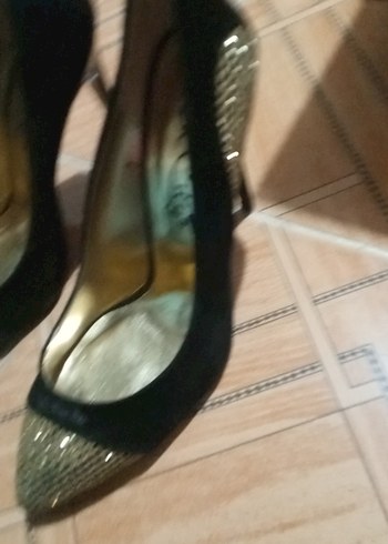 Siyah Yılan Desenli Parlak Stiletto - Görsel 2