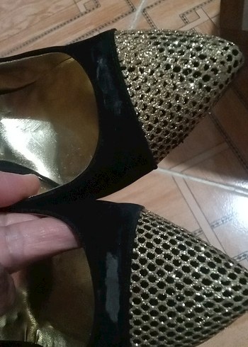 Siyah Yılan Desenli Parlak Stiletto - Görsel 6