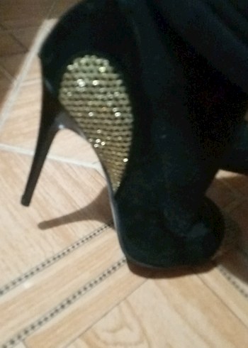 Siyah Yılan Desenli Parlak Stiletto - Görsel 9