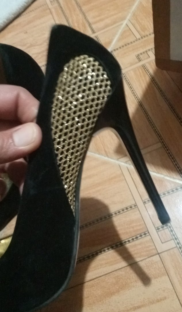 Siyah Yılan Desenli Parlak Stiletto - Görsel 3