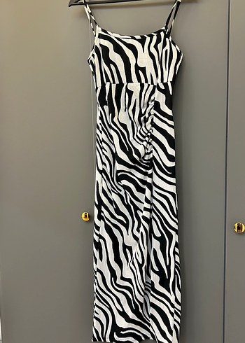 Diğer Zebra Desenli Uzun Askılı Elbise