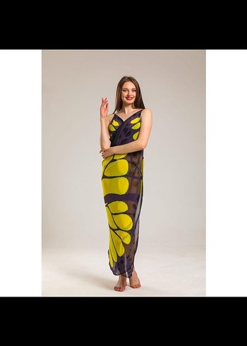 Sarı Baskılı Uzun Pareo - Görsel 3