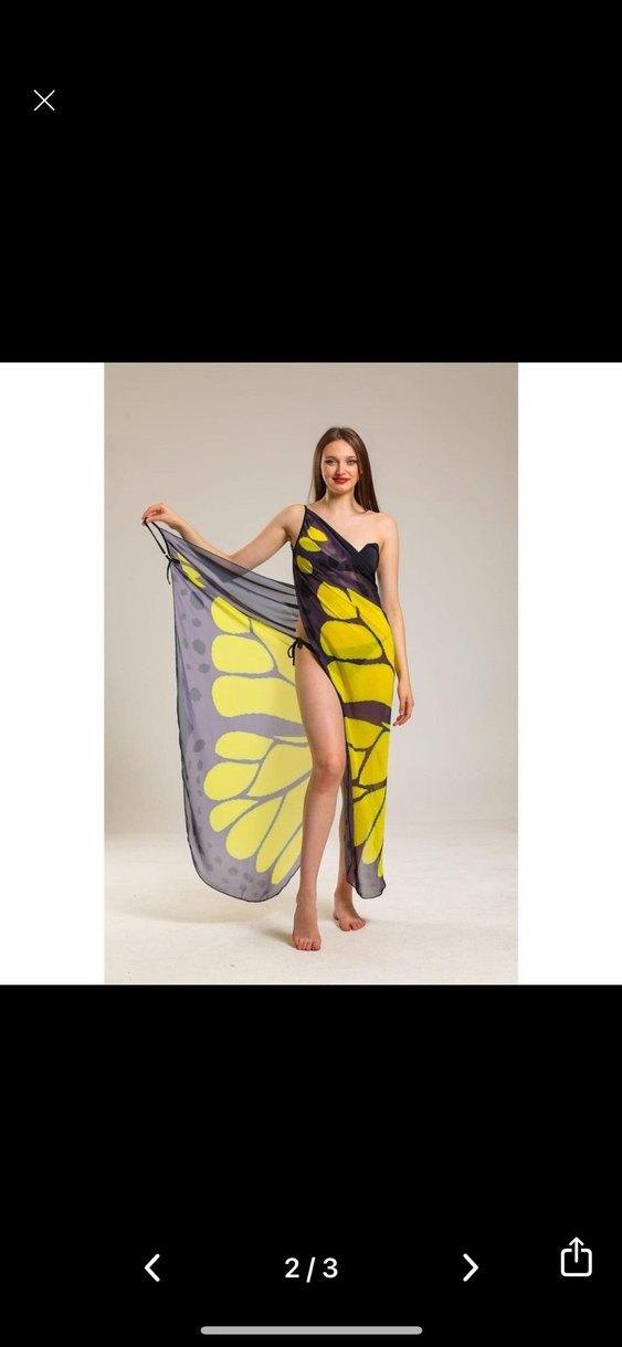 Sarı Baskılı Uzun Pareo - Görsel 2