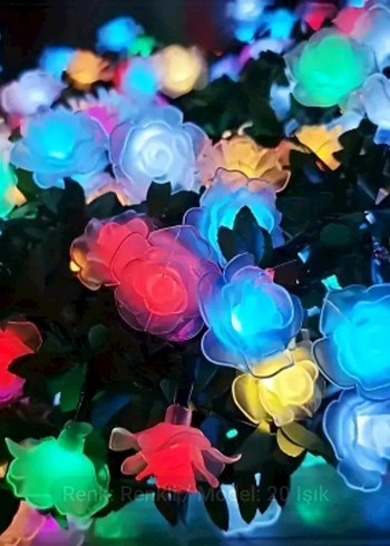 Güneş Enerjili Renkli LED Gül Işık Dizisi
