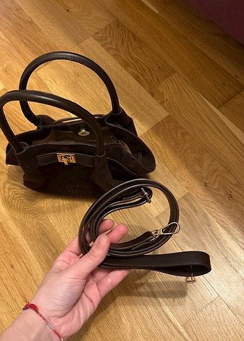 Klasik Kahverengi Süet Kadın Çanta - Görsel 3