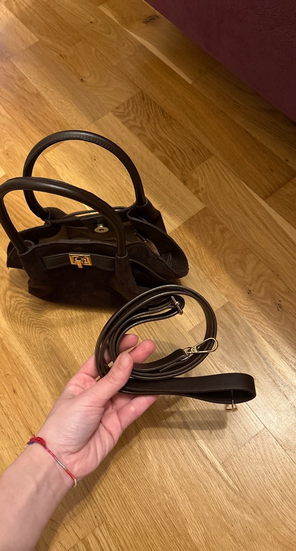 Klasik Kahverengi Süet Kadın Çanta - Görsel 3