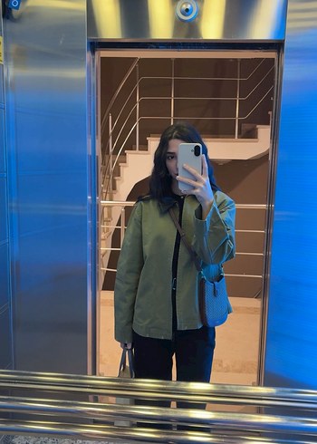 Düğmeli Haki Kadın Ceket - Görsel 2