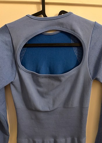 Mavi Uzun Kollu Hamile Tulum - Görsel 4