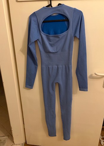 Mavi Uzun Kollu Hamile Tulum - Görsel 5