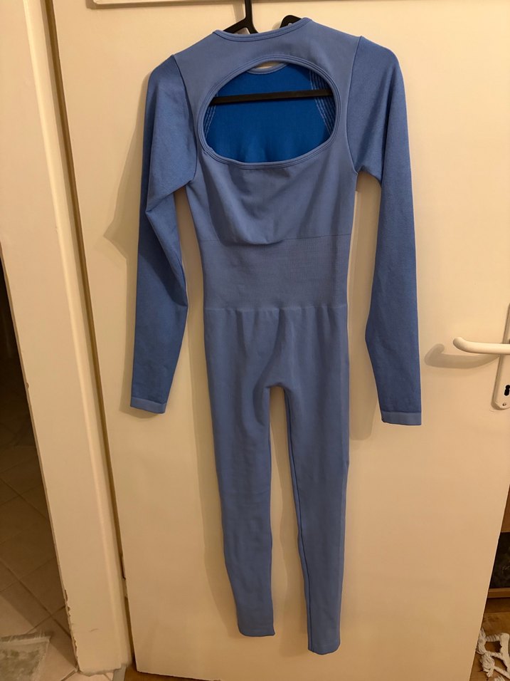 Mavi Uzun Kollu Hamile Tulum - Görsel 5