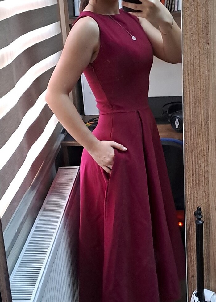 Vişne çürüğü midi elbise - Görsel 3