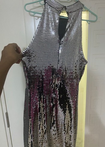 Parlak Payetli Kadın Abiye Elbise - Görsel 4