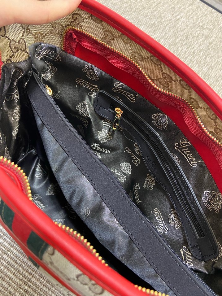 Kırmızı Gucci Baskılı Kadın Çanta - Görsel 4