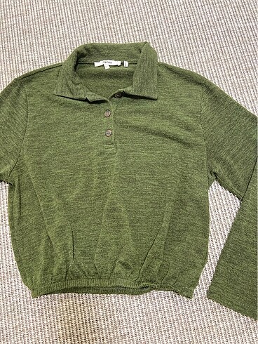 Beli lastikli yakalı sweatshirt