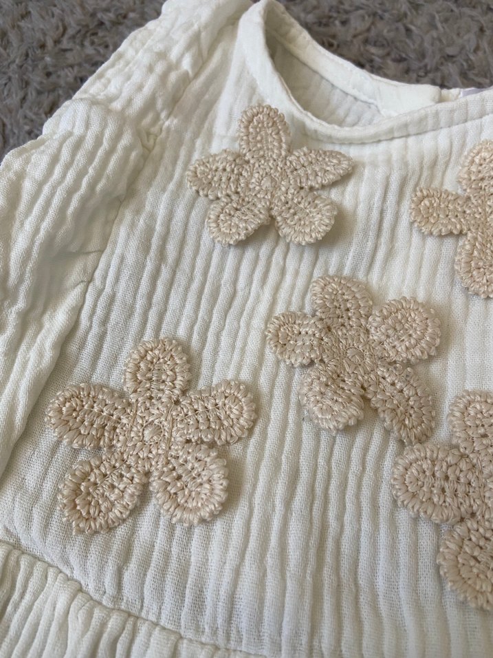 Keten/müslin kumaş kız bebek elbise - Görsel 2