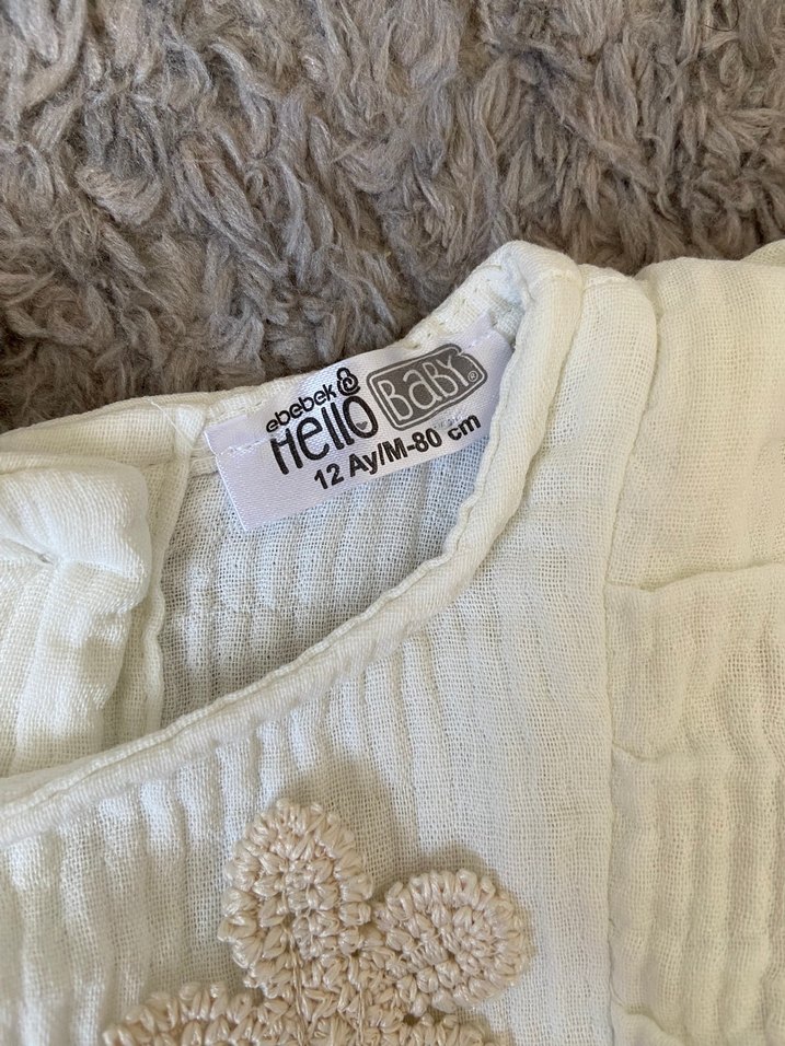 Keten/müslin kumaş kız bebek elbise - Görsel 3