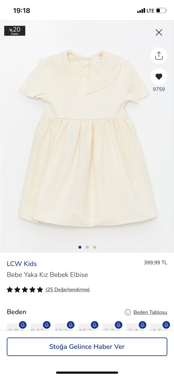 Bebe yaka kız bebek elbisesi - Görsel 4