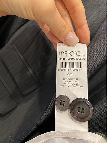 36 Beden gri Renk İpekyol Gri Çizgili Ceket-Pantolon Takım