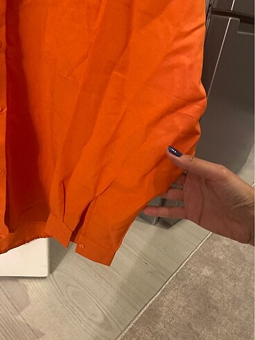 38 Beden Oversize turuncu gömlek