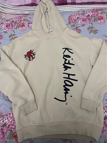 Krem Baskılı Oversize Sweatshirts