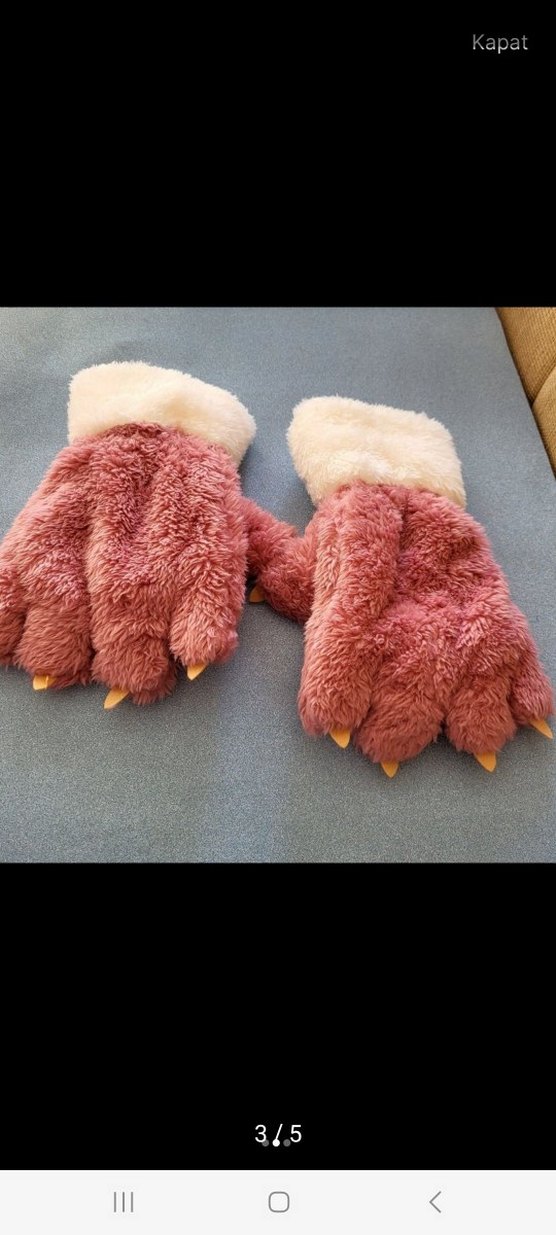 Peluş Pati Kadın Eldiven - Görsel 3