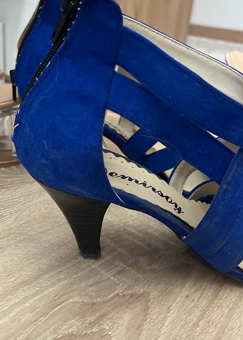 Diğer Mavi Parlak Stiletto Topuklu Kadın Ayakkabı