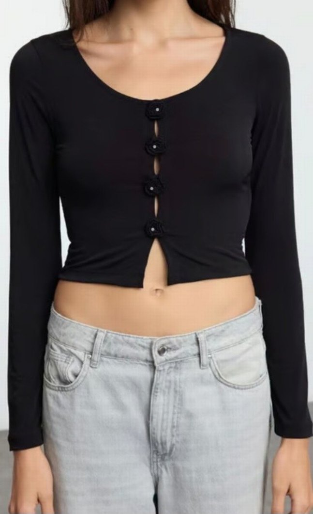 Taş ve Gül Detaylı Esnek Bluz - Görsel 5