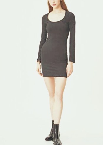 Kahverengi Uzun Kollu  Elbise - Görsel 3