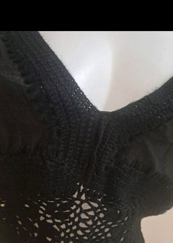 Keten ve Örgü Detaylı Büstiyer - Görsel 3