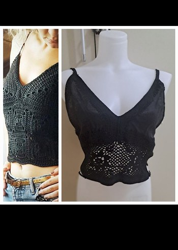 Keten ve Örgü Detaylı Büstiyer - Görsel 6