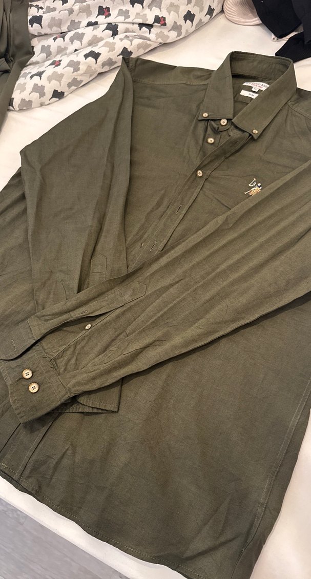 U.S. Polo Assn. Erkek Haki Keten Gömlek - Görsel 2