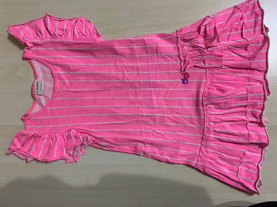 6-7 yaş Pembe Fırfırlı Kız Çocuk Tişörtü - Görsel 2