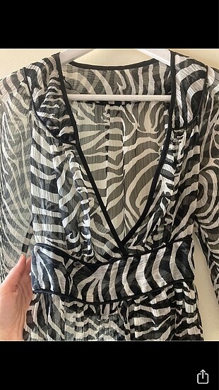 s Beden Blu marka zebra desenli şifon bluz