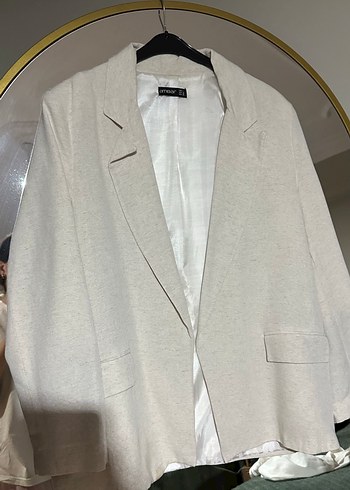 Bej Kadın Keten Blazer Ceket