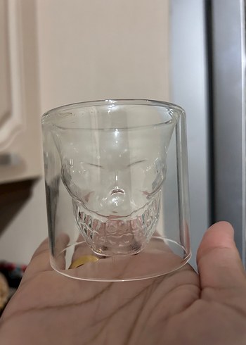  Beden beyaz Renk Kafatası Tasarımlı Çift Katmanlı Cam Bardak