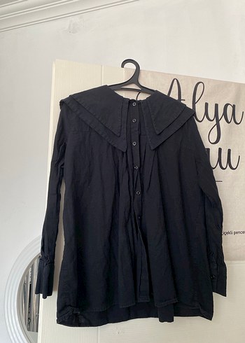 Düğmeli Siyah Müslin Gömlek - Görsel 2