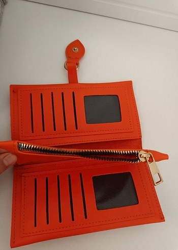 turuncu Deri Kadın Cüzdanı Tokalı - Görsel 2