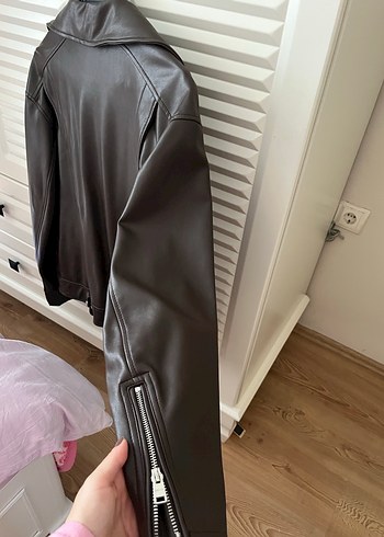 Bershka Kahverengi Biker Deri Ceket