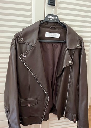 xs Beden Kahverengi Biker Deri Ceket