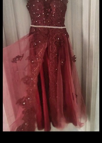 Bordo Uzun Abiye Kadın Elbise - Görsel 4