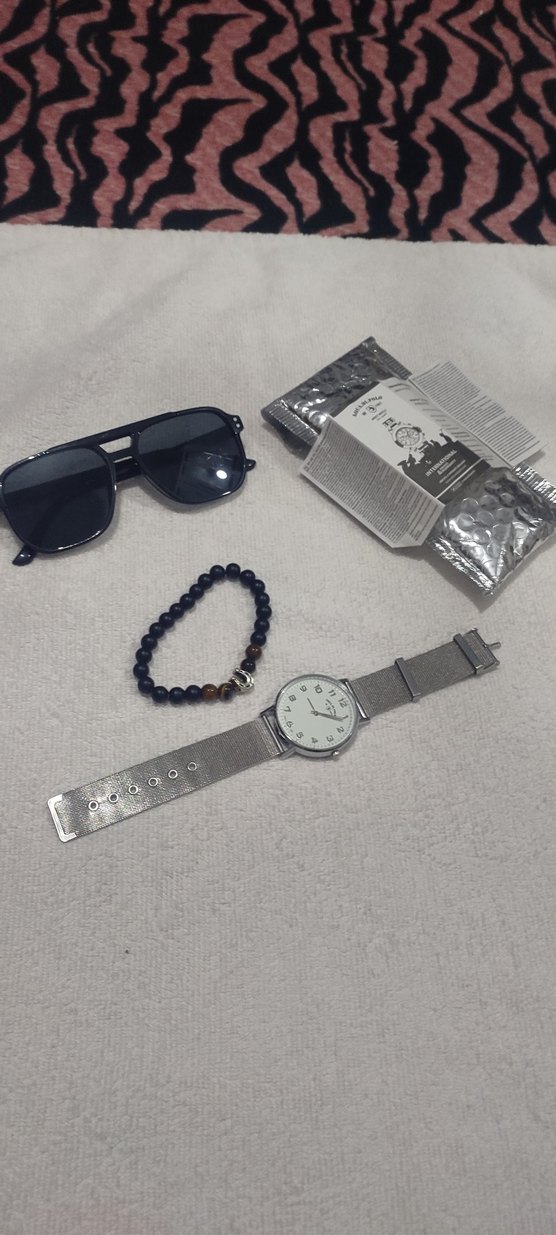 Gri Metal Kordonlu Saat ve Boncuklu Bileklik - Görsel 2