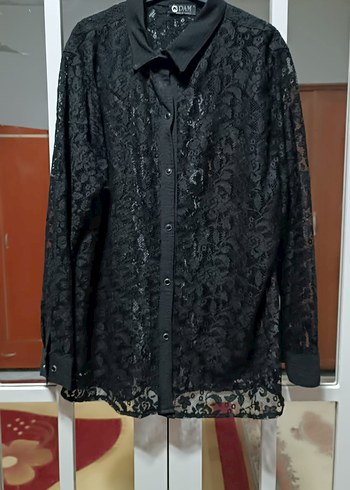 Düğmeli Siyah Gotik Dantel Bluz - Görsel 10