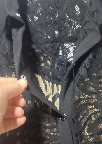 Düğmeli Siyah Uzun Kollu Gotik Bluz - Görsel 3