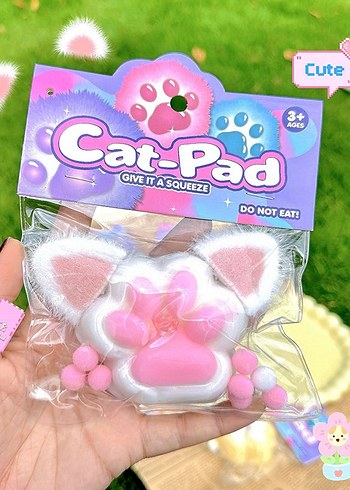 Pembe Büyük Boy Kulaklı Kedi Patisi Sukuşi - Squishy Oyuncağı