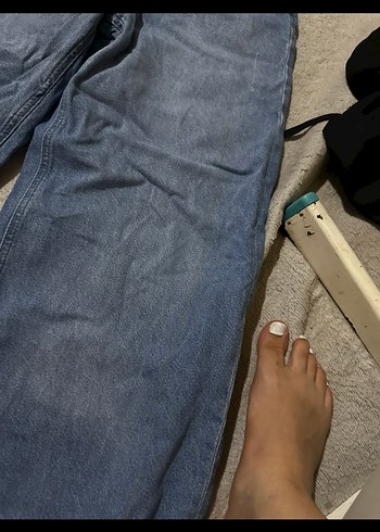 Mavi Geniş Kesim Midi Boy Kadın Kot Pantolon - Görsel 3