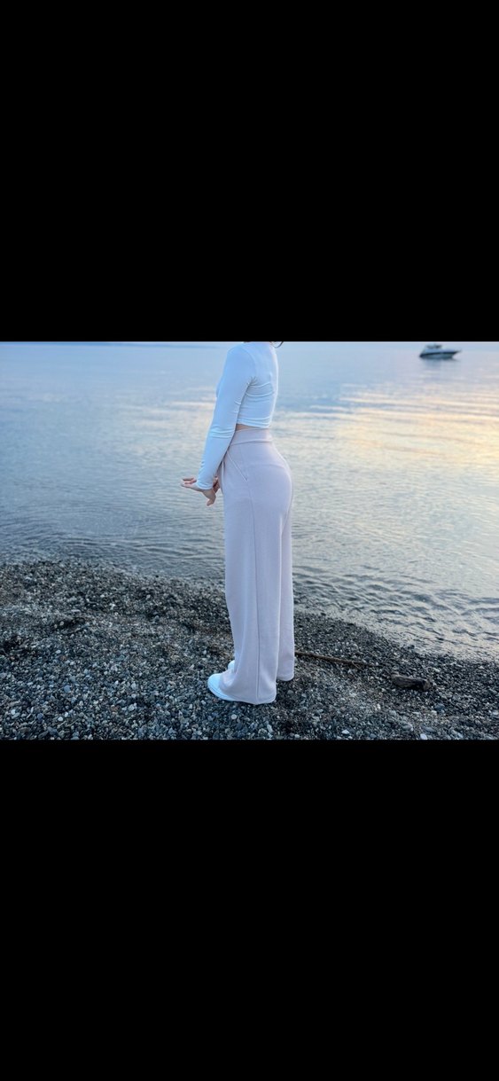 Pamuk Kumaşlı krem Rahat Kesim Kadın Pantolon - Görsel 2