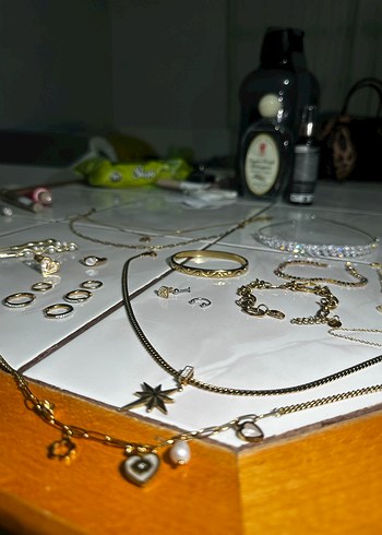 Kadın Vintage Altın Zincirli Çelik Takı Seti - Görsel 8