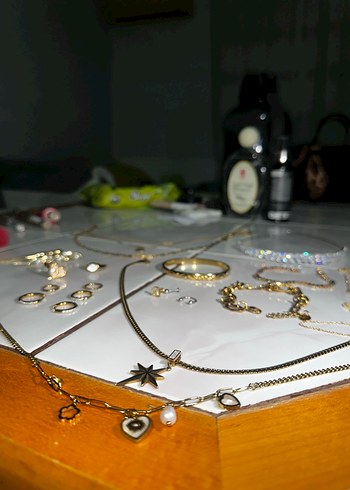 Kadın Vintage Altın Zincirli Çelik Takı Seti - Görsel 9